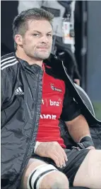  ?? Photo: GETTY IMAGES ?? In the naughty chair: Richie McCaw sits on the sideline after being given a yellow card during the match against the Highlander­s at Forsyth Barr Stadium in Dunedin on Saturday.