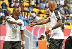  ??  ?? Vreugde bij Ghana na de 1-0 van André Ayew. (Foto: Nusport)