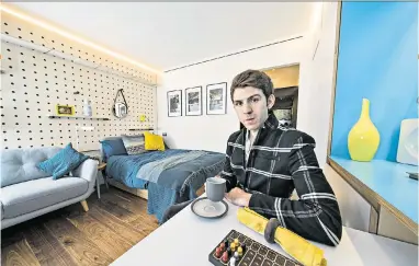  ??  ?? Small but perfectly formed: Richard Jones spends the night in a U+I ‘townflat’ in central London