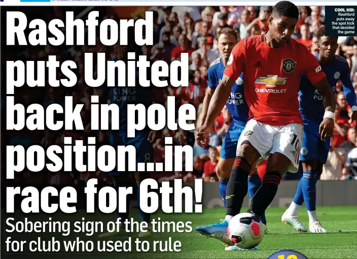  ??  ?? September 15, 2019 COOL KID: Rashford puts away the spot kick that decided the game