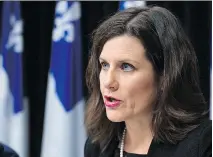  ?? JACQUES BOISSINOT/THE CANADIAN PRESS ?? “Nobody will be expelled from public transit, nobody will be refused emergency health care, nobody will be chased out of a public library,” said Justice Minister Stéphanie Vallée.