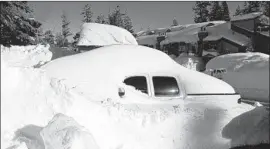  ??  ?? SINCE FEB. 1, storms have dumped about 18 trillion gallons of water on the state, helping keep much of it out of a drought. Above, a truck in Mammoth Lakes.