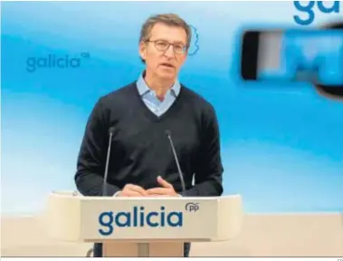  ?? EP ?? El presidente de la Xunta de Galicia, Alberto Núñez Feijóo, ayer, durante una rueda de prensa.