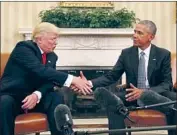  ?? Pablo Martinez Monsivais Associated Press ?? PRESIDENT OBAMA and President- elect Donald Trump meet in the Oval Office on Nov. 10, 2016.