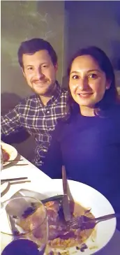  ??  ?? Scott Kanowsky and Virginia Bencivenga enjoying their meal at London’s Le Mercury.