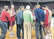  ?? [JOE MUSSATTO/THE OKLAHOMAN] ?? Jim Nantz, left, Bill Raftery, center, and Grant Hill chat with the Sooners on Thursday.