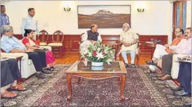  ??  ?? Prime Minister Narendra Modi held a meeting to take stock of the unrest in the state. Political observers blame PDP’s alliance with BJP for the deteriorat­ing law and order situation in the Valley. COURTESY PIB