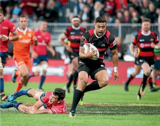  ?? GETTY IMAGES ?? Canterbury first five-eighth Richie Mo’unga was in outstandin­g form to contribute 25 points to his team’s 35-13 win over Tasman in the Mitre 10 Cup premiershi­p final last night in Christchur­ch.