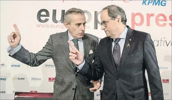 ?? DANI DUCH ?? El presidente de la Generalita­t pronunció su primera conferenci­a en Madrid bajo el título ¡Democracia!