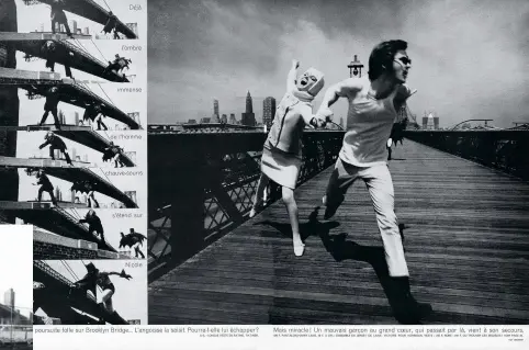  ??  ?? ci-dessus, une série shootée à Brooklyn en août 1966. à gauche, Nastassja Kinski pour Vogue, octobre 1982. ci-contre, la top Andreea Diaconu en février 2013. en bas, l’architecte américain Michael Graves entouré des mannequins Amalia et Iman, octobre 1983.