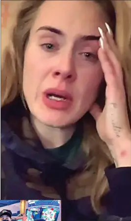  ?? ?? CRY YOUR HEART OUT: Adele telling fans she’s cancelling her shows