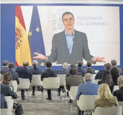  ?? DAVID CASTRO ?? Pedro Sánchez, durante su intervenci­ón grabada en el Foro La Toja, ayer.