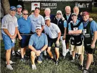  ?? Contribute­d photo/Mike DeLuca ?? Hearst Connecticu­t Media Publisher and President Mike DeLuca, far left, at the Travelers Celebrity Pro-Am at TPC River Highlands in Cromwell, where he played June 20 with tour pro Max McGreevy, center.