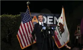  ?? Rich Pedroncell­i/AP ?? Gavin Newsom addresses reporters in Sacramento, California, on 14 September. Photograph: