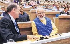  ?? PHOTO:PTI ?? Prime Minister Narendra Modi with World Bank President David Malpass during the fifth edition of the NITI Aayog Lecture Series in New Delhi on Saturday