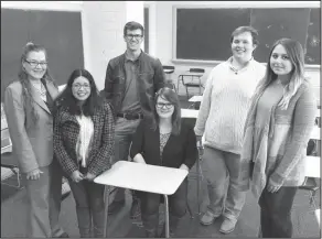  ??  ?? Conference: An English professor and seven students will represent UAM at the 2018 Graduate Students in English Interdisci­plinary Conference. Pictured, from left, are Dr. Kay Walter, Ana Rodriguez-Mesa, Caleb Hayes, Emily Smith, Will Leggett and Grace...