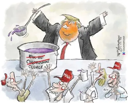  ?? Photograph: Nick Anderson ?? Nick Anderson’s The Trump Cult cartoon.