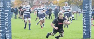  ?? (Pic by Nigel Pacey) ?? First blood Ross Jackson crashes over for Biggar’s opening try