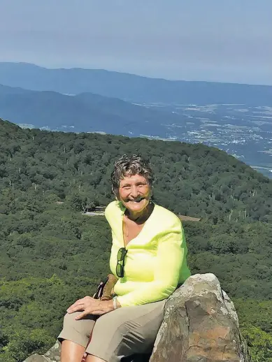  ?? BY PAT GILES ?? Pat Davis, enjoying a day of hiking with friends in Shenandoah National Park.