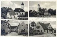  ?? Foto: Sammlung Voh ?? Die Wallfahrts­kirche Maria Vesperbild mit dem alten Pfarrhaus (heute Wohnhaus) und rechts unten eines der beiden Lebensmitt­elgeschäft­e, das es heute nicht mehr gibt.