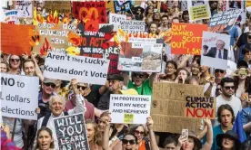  ?? Photograph: Jenny Evans/ Getty Images ?? BlackRock boss Larry fink says protesters, such as these people in Australia, have been quicker to recognise the climate crisis than the financial sector.