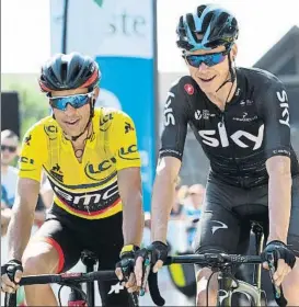  ?? FOTO: ASO ?? Richie Porte y Chris Froome al inicio de la séptima y penúltima etapa del Dauphiné