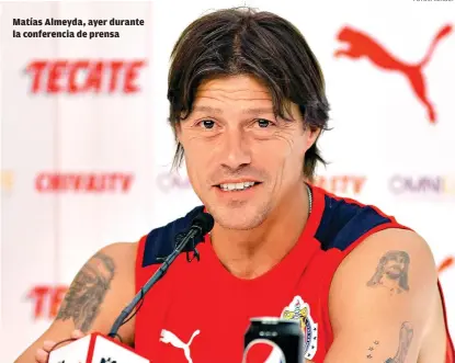  ??  ?? Matías Almeyda, ayer durante la conferenci­a de prensa