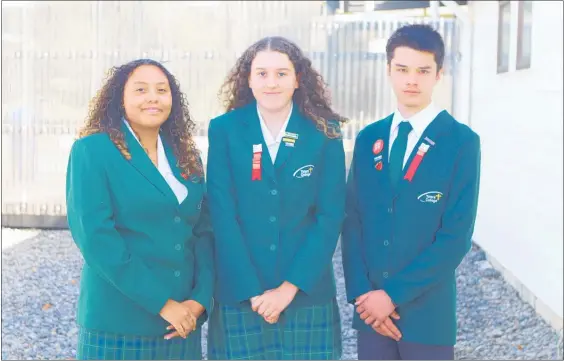  ??  ?? Totara College Student Leaders for 2020, from left, Logan Strydom, Jordan Frankcom and Caleb Sutton.