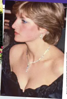  ??  ?? Whoops! Kate is caught out by windy weather and a seethrough Alexander McQueen dress. Above: Princess Diana in plunging black taffeta in 1981
