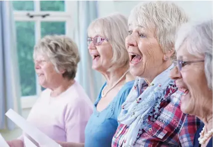  ??  ?? For those with dementia, singing can improve concentrat­ion and memory recollecti­on. The Alzheimer’s Society has a Singing for the Brain program to help people with dementia maintain their memories.