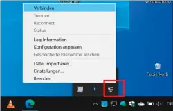  ??  ?? Nachdem Sie den Open-vpn-client installier­t haben, taucht in der Windows-taskleiste ein neues Symbol auf: Damit bauen Sie die Open-vpn-verbindung auf.