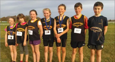  ??  ?? Young athletes from Farranfore Maine Valley who competed at the Munster Uneven Age Championsh­ips. From left to right: Rhian McCarthy, Grainne Costello, Eabha McCarthy, Shauna McCarthy, Cian Spillane, Cormac Costello, Conall O’Mahony