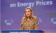  ?? FOTO: ARIS OIKONOMOU / AFP ?? EU-Energiekom­missarin Kadri Simson bei der Präsentati­on des Energiepre­isPlans in Brüssel.