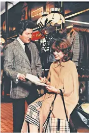  ?? ?? Dame Joanna Lumley in a Burberry coat outside Harrod’s last night. The actress with Lord Lichfield, who took the photograph­s, in a 1976 advertisin­g campaign for the British label, below