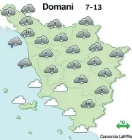  ??  ?? Le previsioni meteo Lamma per la giornata di domani Sopra la neve ricopre i vigneti della tenuta di Carpineto