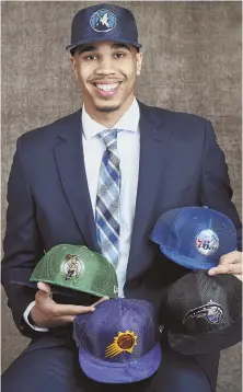  ?? GETTY IMAGES (ABOVE) AND AP PHOTO ?? WHO WILL IT BE? Duke forward Jayson Tatum (above) could be a Celtic tonight, but Kansas’ Josh Jackson (left) is still in the mix.