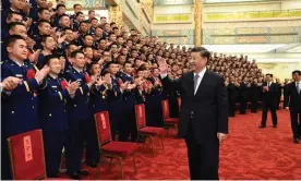  ?? Photograph: Xinhua/REX/Shuttersto­ck ?? China’s president Xi Jinping meets representa­tives of national role models at the Great Hall of the People in Beijing this month.