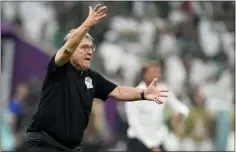  ?? MOISES CASTILLO — THE ASSOCIATED PRESS ?? Mexico’s head coach Gerardo Martino gestures during the World Cup group C soccer match against Saudi Arabia at the Lusail Stadium on Wednesday.