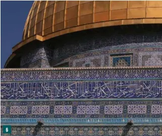  ??  ?? CLOCKWISE FROM TOP
LEFT: Jerusalem is perched on a plateau between mountains and sea; Israel Museum silhouette; Dome of the Rock; Traditiona­l ‘Meorav Yerusahlmi’