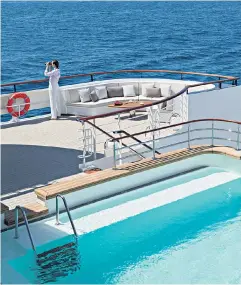  ?? ?? the plunge: the pool on Ponant’s Le Bougainvil­le has a counter-current system