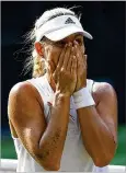  ?? CLIVE MASON / GETTY IMAGES ?? Angelique Kerber reacts after defeating Serena Williams 6-3, 6-3 in the women’s final at Wimbledon on Saturday. Kerber is the first German woman to win Wimbledon since Steffi Graff in 1996.