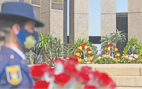  ?? Picture: Tracy Lee Stark ?? SOMBRE. Deputy President David Mabuza officiated the annual South African Police Service Commemorat­ion Day at the Union Buildings lawns yesterday. The other services for the 40 officers who died in the line of duty took place at different venues around the country.