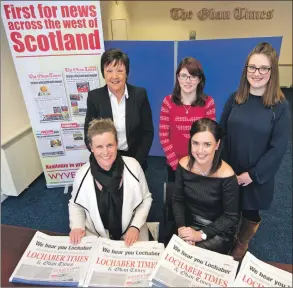 ??  ?? Our team in Fort William, clockwise from top left, Janice MacAlpin, reporters Katie Carabine, Ellie Forbes and Monica Gibson and sales executive Julie Baird.