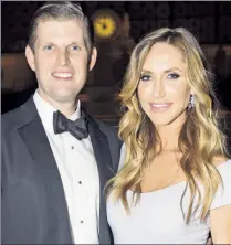  ??  ?? FAMILY BUSINESS: Kyle Yunaska (right), whose sister Lara is married to President Trump’s son Eric (together left), got a job at the Energy Department despite having no experience in the field.