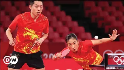  ??  ?? Liu Shiwen (r), along with her teammate Xu Xin (l), lost to the Japanese team in the table tennis mixed doubles' competitio­n at the Tokyo Olympics