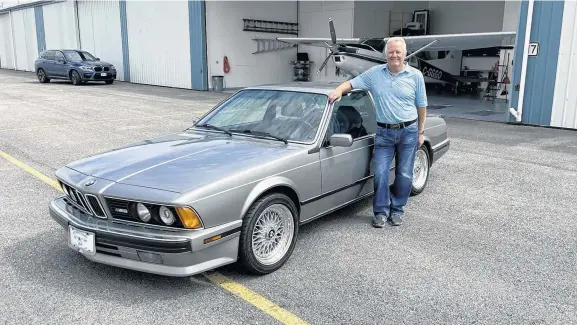  ??  ?? Burt Malan of Vancouver says he’s loved the lines of the BMW M6 since first seeing and reading about the car in the July 1987 issue of Car and Driver magazine. As a pilot, he also loves planes, and he restored the 1975 Cessna 180 Skywagon in the background.