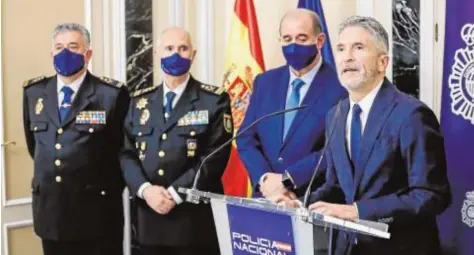  ?? // EP ?? El ministro Fernando Grande-Marlaska, ayer tras una reunión sobre formación en la Policía Nacional