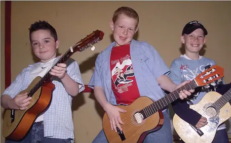  ??  ?? A LOOK BACK IN TIME - Clonard Youth Club members James Flood, Ciaran Byrne and Sean Pailing took part in the FDYS Junior Variety Show at Bree Community Hall with their act ‘Busted’ in 2004.