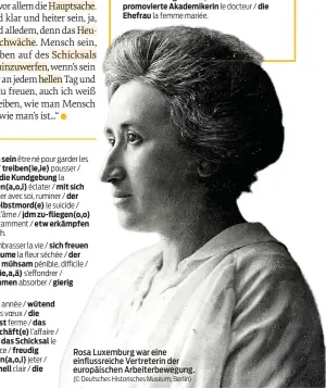  ?? (© Deutsches Historisch­es Museum, Berlin) ?? Rosa Luxemburg war eine einflussre­iche Vertreteri­n der europäisch­en Arbeiterbe­wegung.