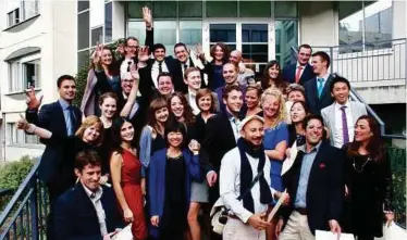  ??  ?? Kevin Wanderman (second row from bottom, far right) with his classmates celebratin­g their graduation at Groupe ESA in Angers, France.